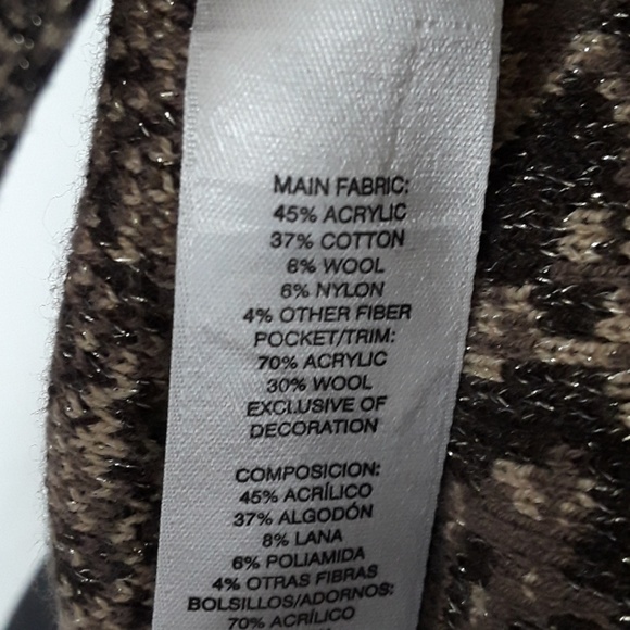CHICOS Brown and Tan Print Zip Front Sweater - Picture 7 of 7